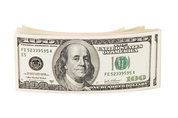 Billetes en dólares aislados sobre fondo blanco — Foto de Stock