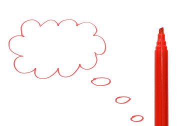 The cloud drawn by a red marker clipart