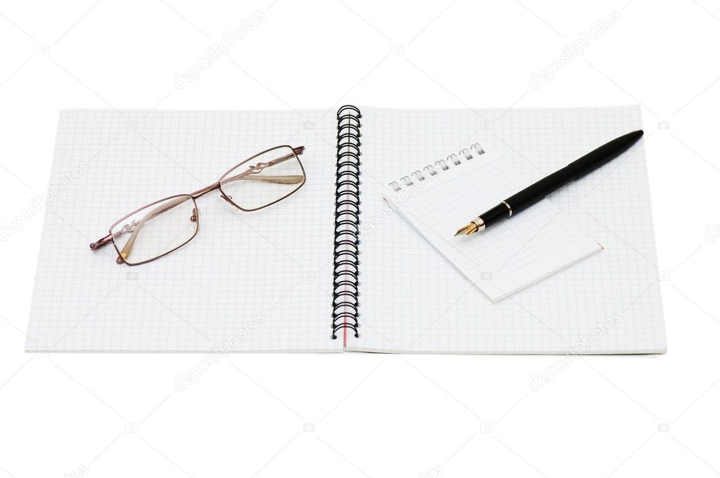 Fountain Pen and blank spiral bound notepad