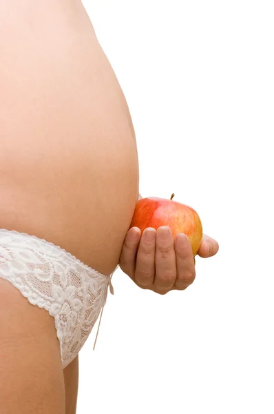 Hamile kadın elma — Stok fotoğraf