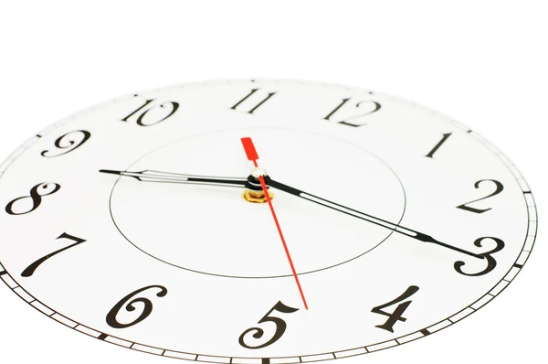 White clock showing time about nine isolated — Stock Photo, Image
