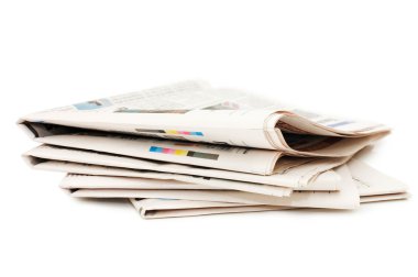 Various newspapers over white background clipart