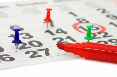 Page of calendar showing date of today clipart