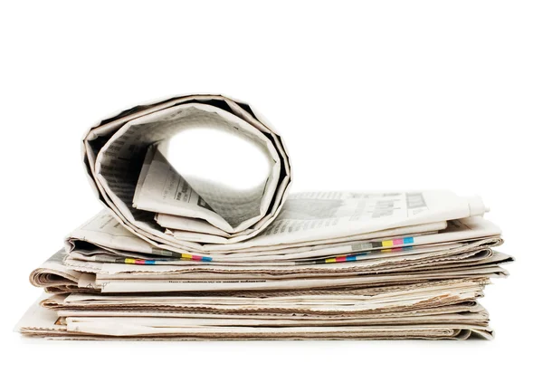 Oll of newspapers, isolated on white background — Stock Photo, Image