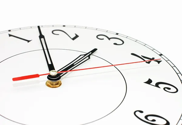 Weiße Uhr zeigt die Zeit um neun vereinzelt an — Stockfoto