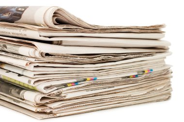 Various newspapers over white background clipart