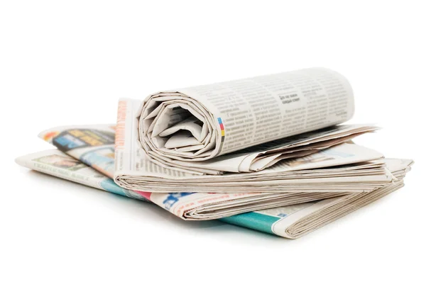 Rouleau de journaux, isolé sur fond blanc — Photo
