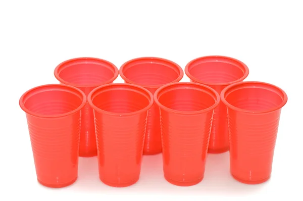 Plastic cups isolated on the white — Stock Photo, Image