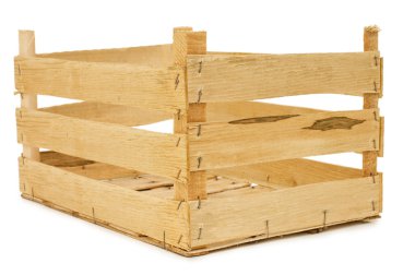 Beyaz bir arka plan üzerinde izole ahşap kutu