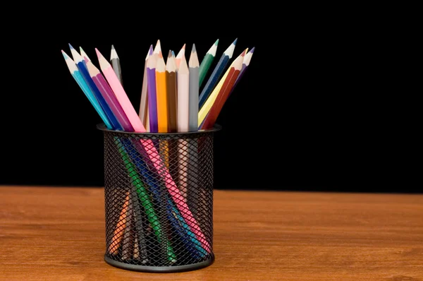 Various Colour Pencils Wooden Table — Stock Photo, Image