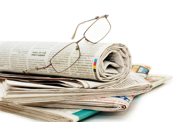 Oll Newspapers Isolated White Background — Stock Photo, Image