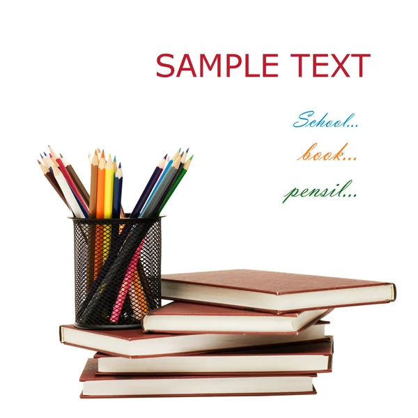 Voltar ao conceito de escola com livros e lápis — Fotografia de Stock