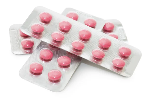 Päckchen Pillen Isoliert Auf Weißem Hintergrund — Stockfoto