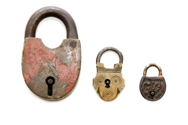 Set of old locks isolated on white background clipart