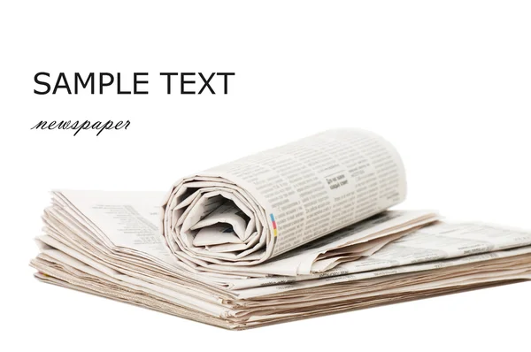 Roll Newspapers Isolated White Background — Stock Photo, Image