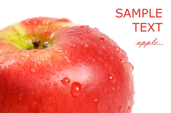 Färskt Rött Äpple Med Vattendroppar — Stockfoto