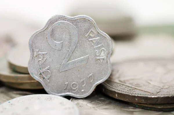 Monedas Indias Antiguas Aisladas Sobre Fondo Blanco — Foto de Stock