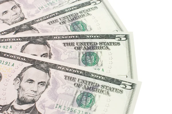 Dolar banknotları beyaz arkaplanda izole — Stok fotoğraf