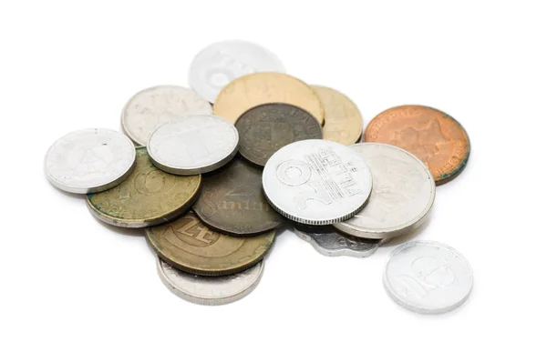 Monedas Antiguas Aisladas Sobre Fondo Blanco — Foto de Stock