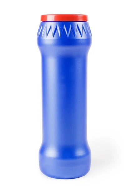 Plastik şişe ile üzerine beyaz izole deterjan — Stok fotoğraf