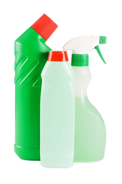 用洗涤剂孤立在白色的塑料瓶 — 图库照片