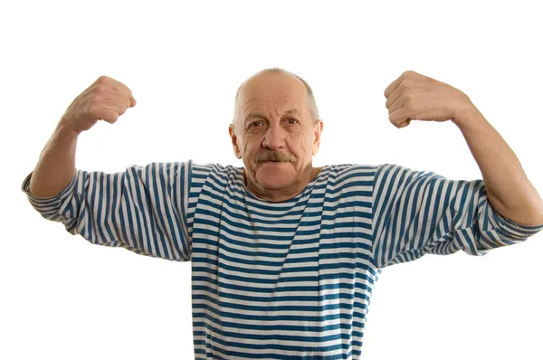 Starší muž v svlékl vesta — Stock fotografie