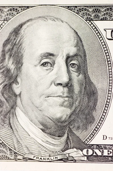 Franklin Portre 100 Amerikan Doları Üzerinde Kapat — Stok fotoğraf
