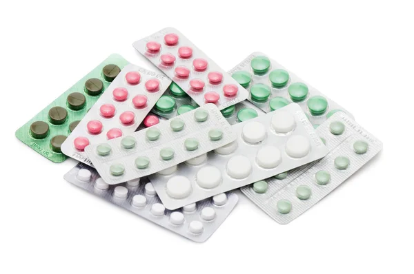 Beyaz Arkaplanda Izole Edilmiş Ilaç Paketleri — Stok fotoğraf
