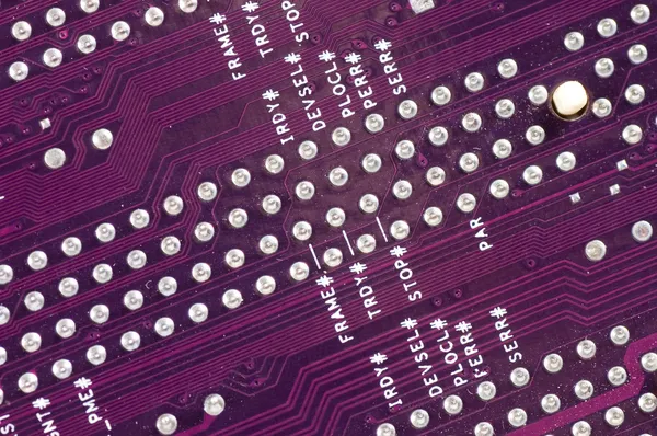 Close up of computer circuit board in blue — Stock Photo, Image