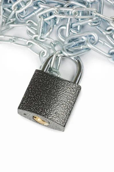 Chain with the lock on white — Stock Photo, Image