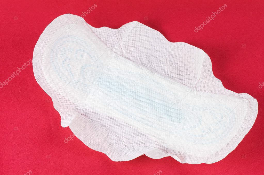 Sanitary Napkin on a red background