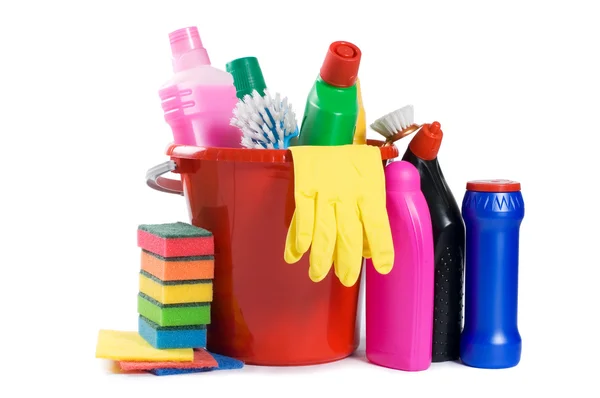 Assortment Means Cleaning Isolated — Stock Photo, Image