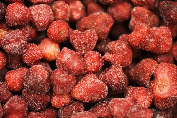Abstrakter Hintergrund Aus Der Appetitlich Gefrorenen Erdbeere — Stockfoto