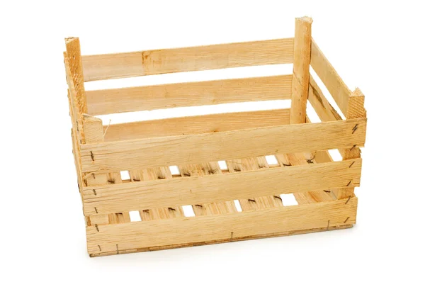 Dřevěný box izolovaných na bílém pozadí — Stock fotografie