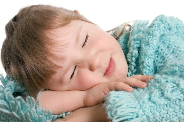 Little Girl Sleeps Table — Stock Photo, Image