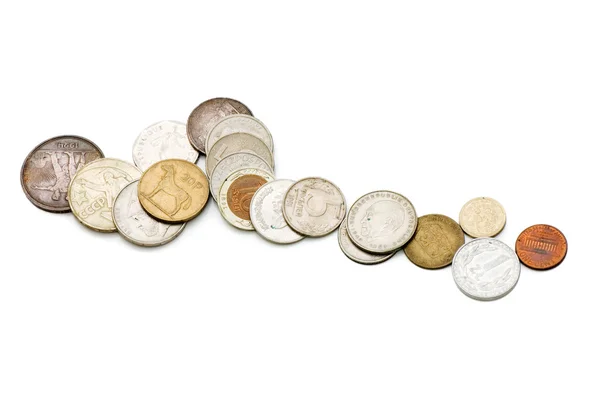 Gamla mynt isolerad på vit bakgrund — Stockfoto