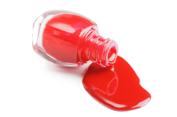 Esmalte de uñas rojo aislado sobre fondo blanco —  Fotos de Stock