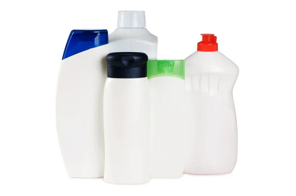 Butelki z tworzyw sztucznych na białym tle na białym tle — Zdjęcie stockowe