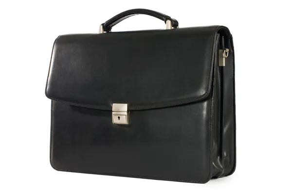 Fashionable Leather Briefcase White Background — Stock Photo, Image