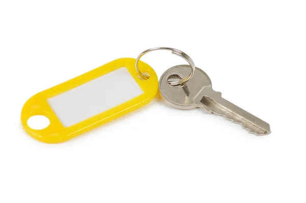 Schlüssel Mit Etikett Isoliert Auf Weißem Hintergrund — Stockfoto