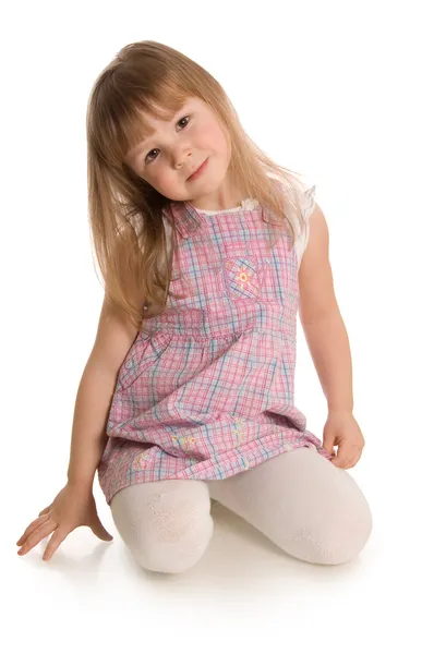 Das kleine Mädchen isoliert auf weißem Hintergrund — Stockfoto