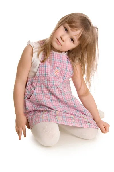 Das kleine Mädchen isoliert auf weißem Hintergrund — Stockfoto