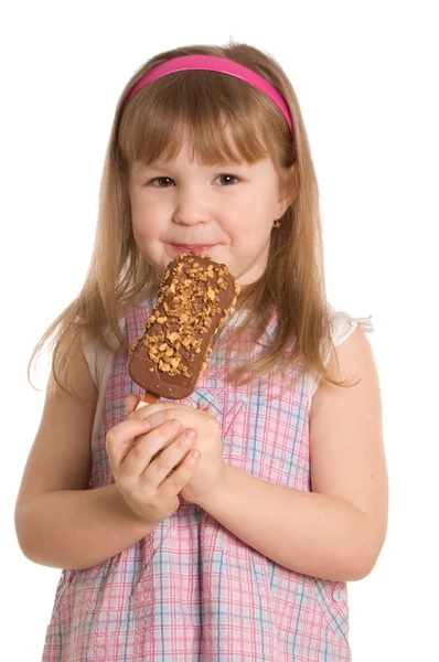 Little Girl Eats Ice Cream — Stock Photo, Image