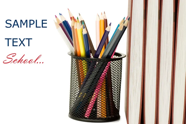 Terug naar school concept met boeken en potloden — Stockfoto