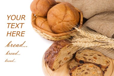 Fresh bread with ear of wheat clipart