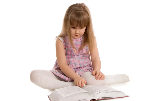 Den lilla flickan med boken — Stockfoto