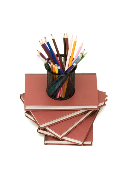 Voltar ao conceito de escola com livros e lápis — Fotografia de Stock