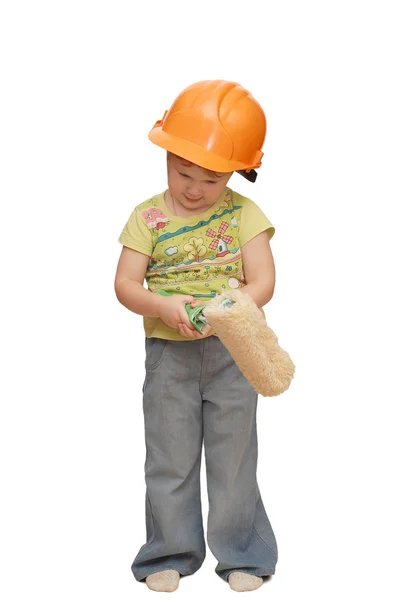 The little girl in a helmet isolated — Stock Photo, Image