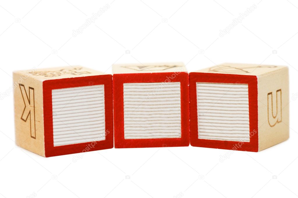 Wooden cubes isolated on white background