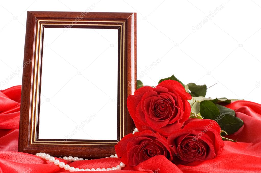 Red rose with a framework for a photo